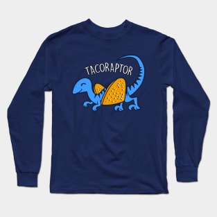 Cute Taco Funny Dinosaur Velociraptor Taco Tuesday Cartoon Long Sleeve T-Shirt